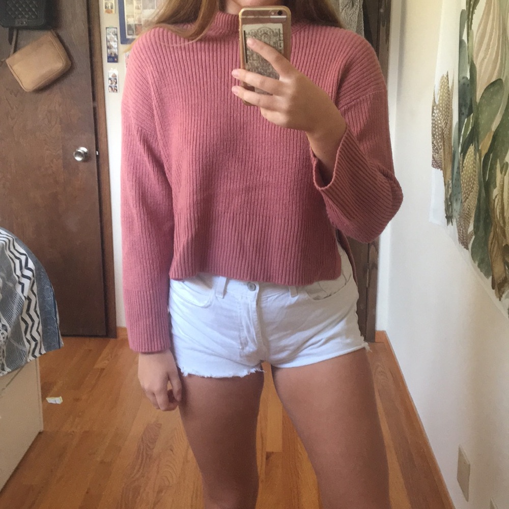 Pink soft mock/turtleneck sweater